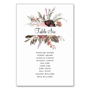 Numéro De Table Aquarelle Fleur sauvage de chute