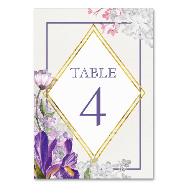 Numéro De Table Aquarelle Fleurie Iris de Printemps (Par défaut)