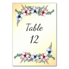 Numéro De Table Aquarelle Fleurs Jaune Shine Numéro de tableau