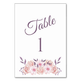 Numéro De Table Aquarelle Fleurs roses-Mariage-