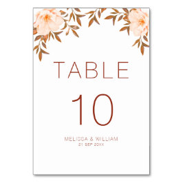 Numéro De Table Aquarelle Floral Automne Mariage ivoire