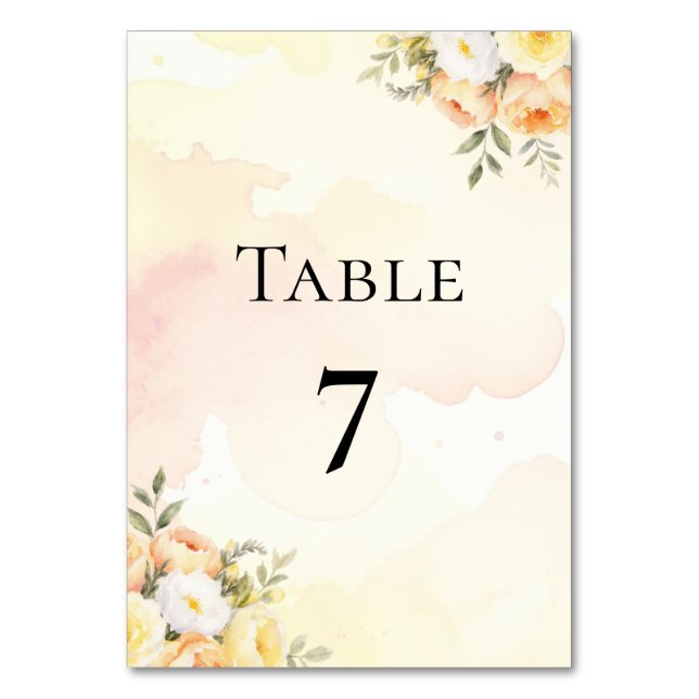 Numéro De Table Aquarelle Floral Boho Roses Mariage double face (Par défaut)