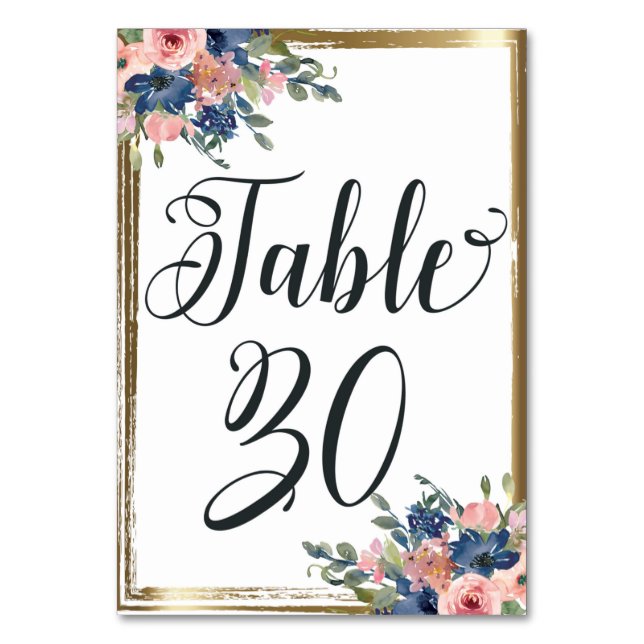 Numéro De Table Aquarelle Floral Calligraphie Numéro de tableau Ca (Par défaut)