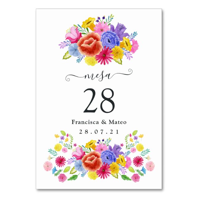 Numéro De Table Aquarelle Floral espagnol Mariage Fiesta (Par défaut)