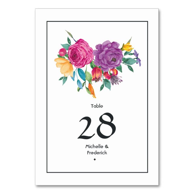 Numéro De Table Aquarelle Floral Mariage Fiesta (Par défaut)