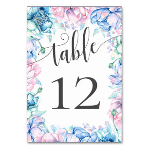 Numéro De Table Aquarelle Floral & Rustique Mariage de ferme en bo
