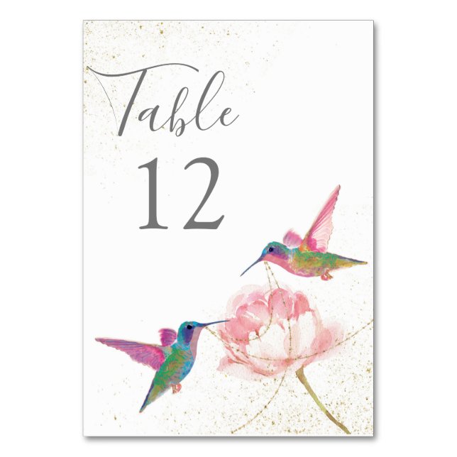 Numéro De Table Aquarelle florale Colibris Numéros de tableau (Dos)