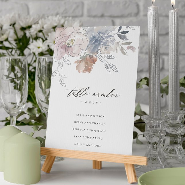 Numéro De Table Aquarelle florale Mariage floral (Créateur téléchargé)