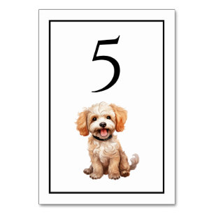 Numéro de table aquarelle Goldendoodle