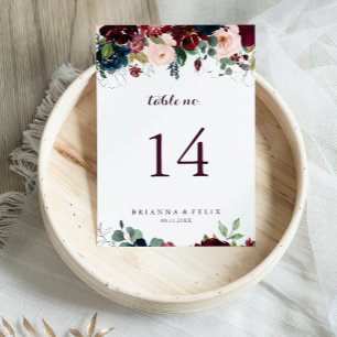 Numéro De Table Aquarelle illustrée automne Mariage floral