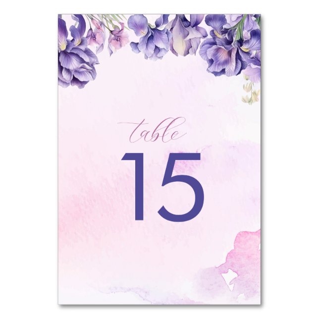 Numéro De Table Aquarelle Iris Lilac (Par défaut)