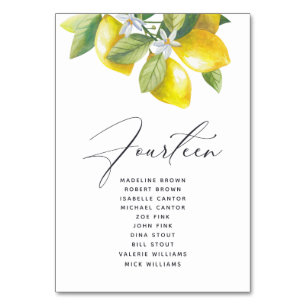 Numéro De Table Aquarelle Lemon Blossom Siège Tableau Numéro