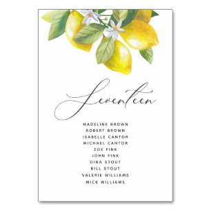 Numéro De Table Aquarelle Lemon Blossom Siège Tableau Numéro