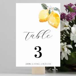 Numéro De Table Aquarelle Lemon Floral Espagnol Mariage italien