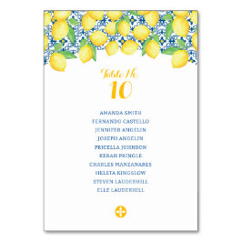 Numéro De Table Aquarelle Lemons Carrelage méditerranéen Mariage