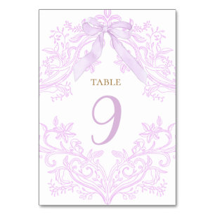numéro de table aquarelle lilas violet élégant