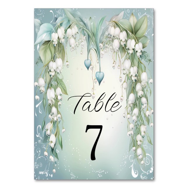 Numéro De Table Aquarelle Lily de la vallée Numéro de tableau (Dos)
