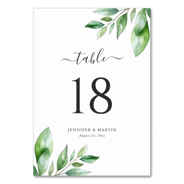 Numéro De Table Aquarelle Mariage de verdure (Par défaut)