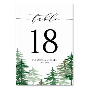 Numéro De Table Aquarelle Mariage forestier enchanté