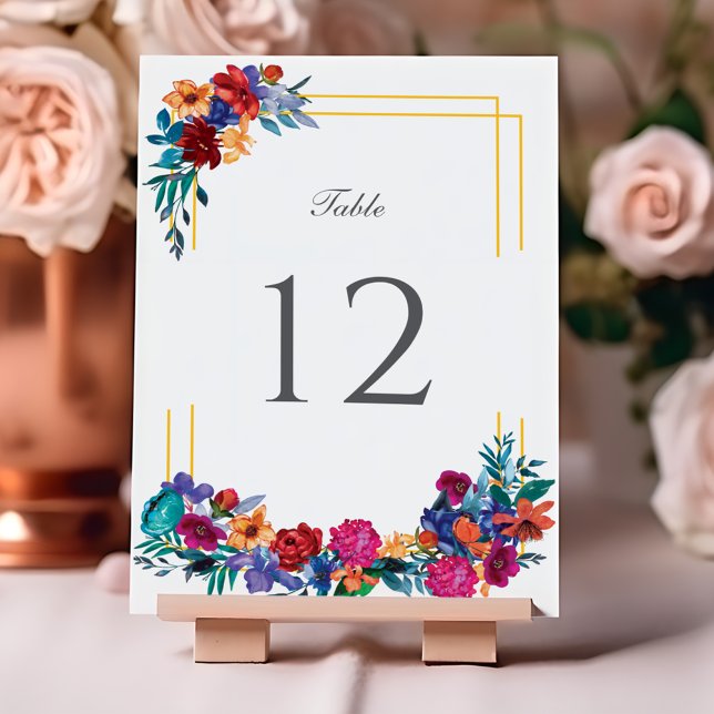 Numéro De Table Aquarelle mexicaine Fiesta Floral Mariage (Créateur téléchargé)