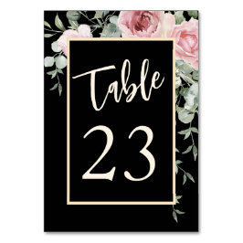 Numéro De Table Aquarelle noire rose Mariage
