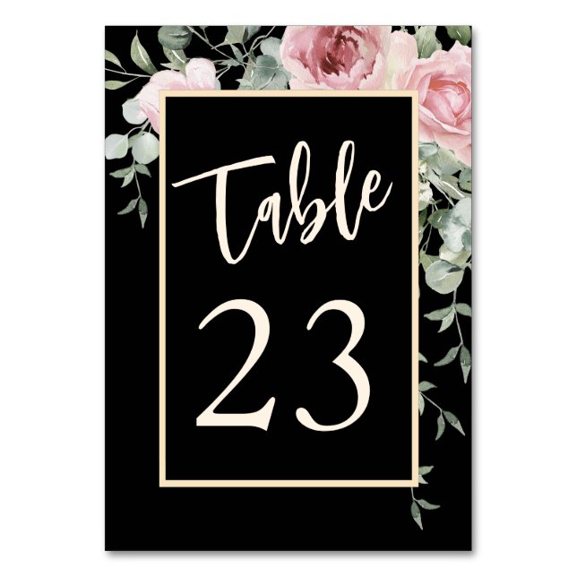 Numéro De Table Aquarelle noire rose Mariage (Par défaut)