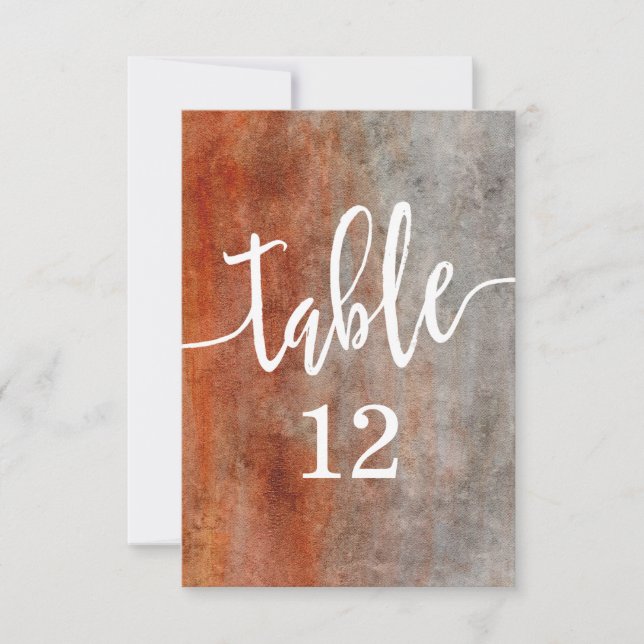 Numéro de table aquarelle orange automnal Assise (Devant)