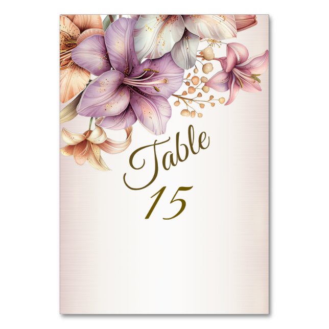 Numéro De Table Aquarelle Party Boho rose Fleurs Élégant (Par défaut)
