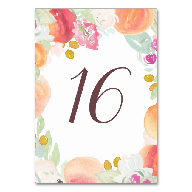 Numéro De Table Aquarelle Peaches et Fleurs Numéros de tableau (Par défaut)