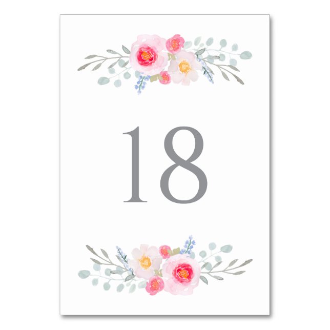 Numéro De Table Aquarelle Peonies roses et Eucalyptus Numéros de t (Par défaut)