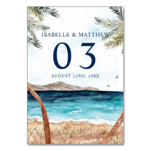 Numéro De Table Aquarelle Punta Cana Plage tropicale Punta Cana