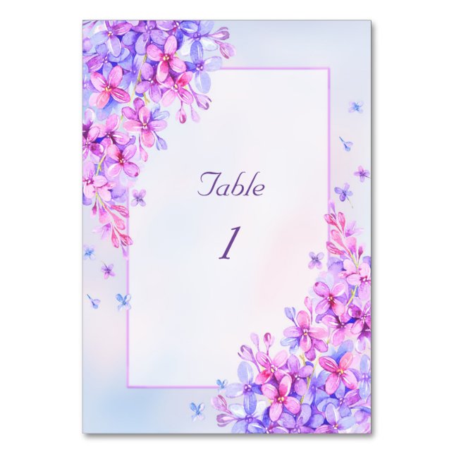 Numéro De Table Aquarelle Purple Lilac Numéro du tableau (Par défaut)