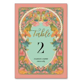 Numéro De Table Aquarelle rose Art nouveau Mariage