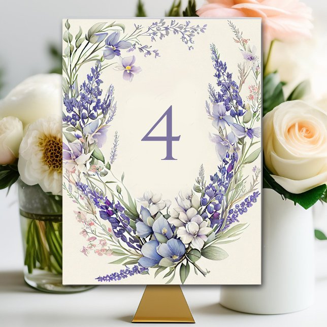 Numéro De Table Aquarelle rose et violet Mariage (Créateur téléchargé)