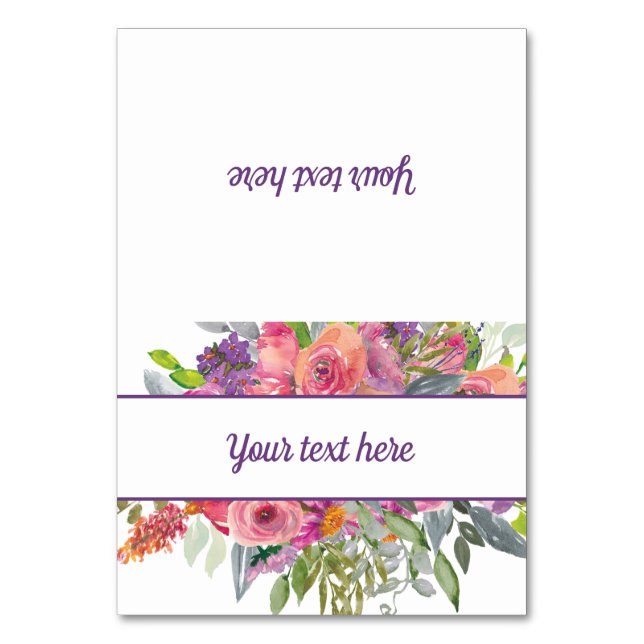 Numéro De Table Aquarelle rose violet Floral (Par défaut)