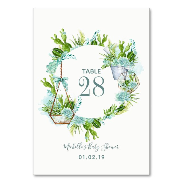 Numéro De Table Aquarelle Succulents Garçon Baby shower Numéro de  (Par défaut)
