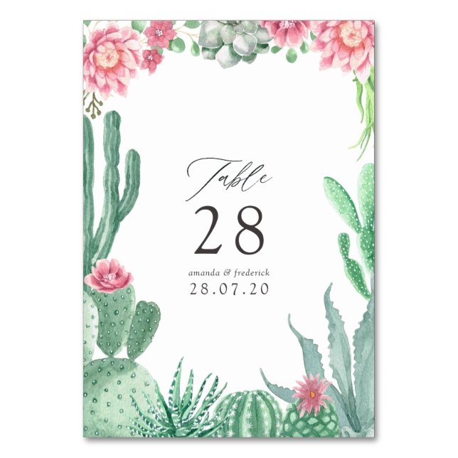 Numéro De Table Aquarelle Succulents Mariage (Par défaut)