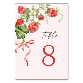 Numéro De Table Aquarelle tendance Fraise de prairie