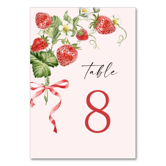 Numéro De Table Aquarelle tendance Fraise de prairie (Par défaut)