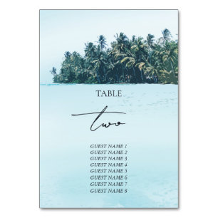 Numéro De Table Aquarelle tropicale Palms & Mariage de plage