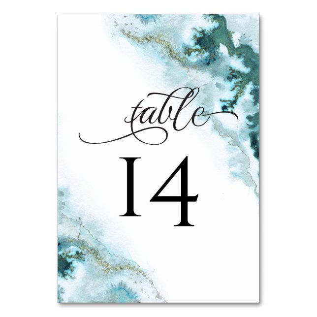Numéro De Table Aquarelle Turquoise moderne Moss Agate BarefootBri (Par défaut)