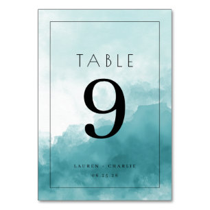 Numéro de Table Aquarelle Turquoise Sérénité