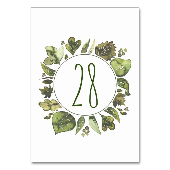 Numéro De Table Aquarelle Verdure Mariage de couronne Numéro de ta (Par défaut)