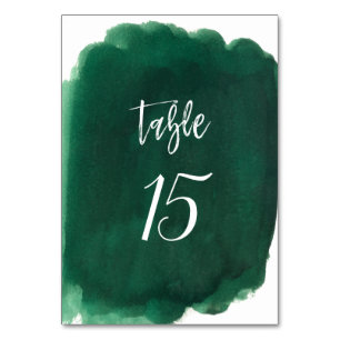 Numéro De Table Aquarelle vert émeraude Mariage moderne