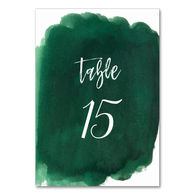 Numéro De Table Aquarelle vert émeraude Mariage moderne (Par défaut)