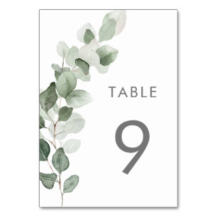 Numéro De Table Aquarelle Verte Sage Feuilles Réception de mariage