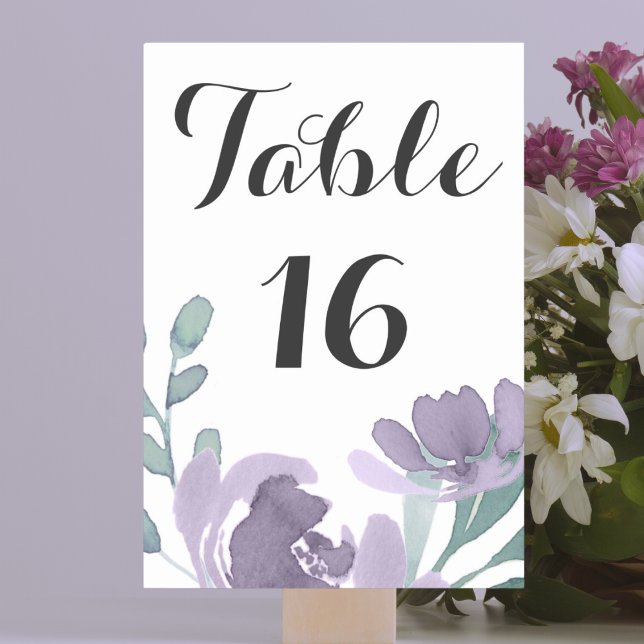 Numéro De Table Aquarelle violet rustique Mariage floral (Créateur téléchargé)