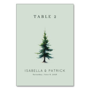 Numéro De Table Arbre aquarelle menthe tranquille
