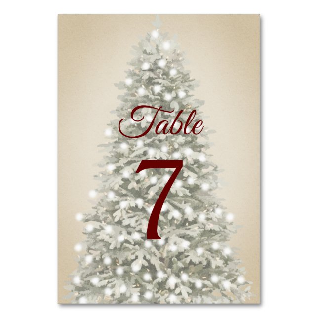 Numéro De Table Arbre de Noël aquarelle sur Kraft Mariage (Par défaut)