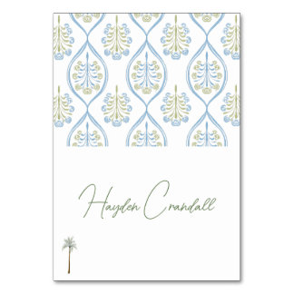 Numéro De Table Arbre de palme de mariage bleu et vert sur mesure
